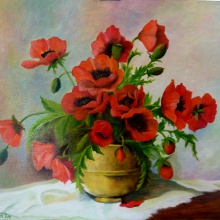 Vase mit Mohnblumen