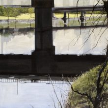 bei der Floridsdorfer Brücke, 80x80cm, Wasserfarben auf Lw