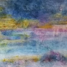 Abendstimmung am Fluss / Pigmentmalerei