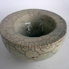 Raku Doppelwandschale Höhe 11 cm, Durchmesser 18 cm