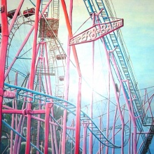 "SUPER 8er BAHN" Prater Wien, Acryl auf Leinen, 125 x 180 cm