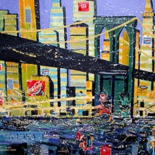 Brooklyn Bridge, New York, Collage, 140x100cm