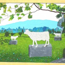 Idylle mit toten Kühen, Leinwand,  85x65 cm