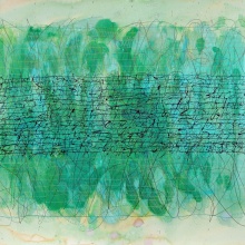 Schrift.Bild.Grün, 2013, Aquarell mit Tusche, 64x50 cm
