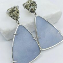 Ohrschmuck Pyrit mit Calcedon