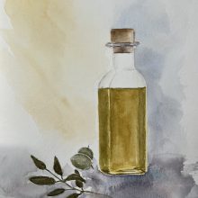 Stillleben Olivenöl