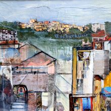 Wachgeküsst, Collage auf Leinwand