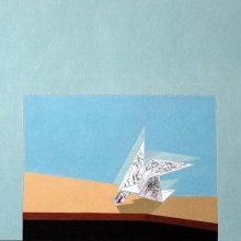 Stillleben mit Papiervogel, Öl auf Lw., 73x100 cm, 2012