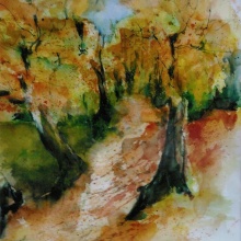 HERBSTWEG, Aquarell, 50x70