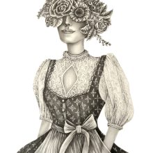 Eine Frau im Dirndl