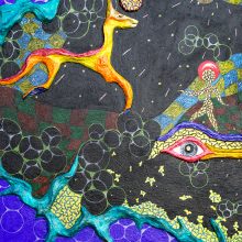ramse´s dog, iron painting-mixed media on wood, 2017
