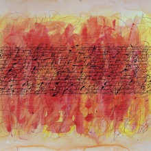 Schrift.Bild.Rot, 2013, Aquarell mit Tusche, 64x50 cm