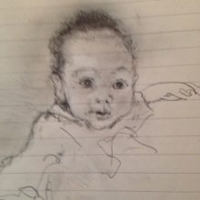 Bleistift auf linierten Papier, 20x 30 cm 