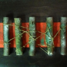 Country-Art, Äste (lackiert) auf Massivholz, 50x95cm