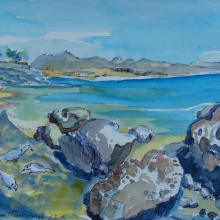 Fuerteventura, Costa Calma, Aquarell, Tuschestift 2015, 30x40