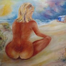 Akt an der Nordsee Acryl 50x50 6-17