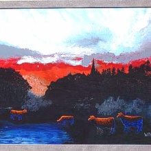 Wenn die Abendkühe läuten, oder Allgäu ich muss dich lassen, Leinwand, 85x65 cm