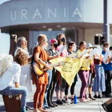 Musikeinlage bei Straßenaktion