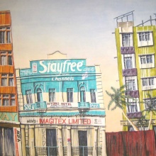 "STAYFREE" Mombasa, Acryl auf Leinen, 125 x 180 cm